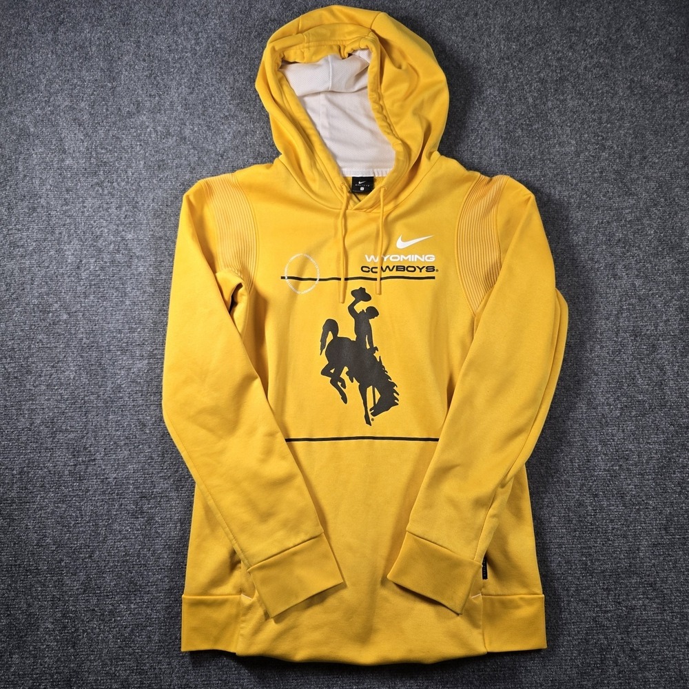 Nike Dri-FIT Wyoming Cowboys Hoodie Mens Small Yellow Therma Pullover NCAA